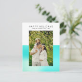 Carte Postale Photo de vacances moderne Aqua Blue Happy (Debout devant)