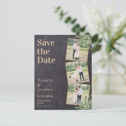 Carte Postale Photo de verdure Code QR Mariage d'ardoise Enregis (Debout devant)