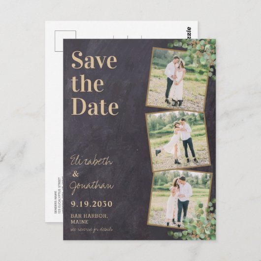 Carte Postale Photo de verdure Code QR Mariage d'ardoise Enregis (Devant / Derrière)