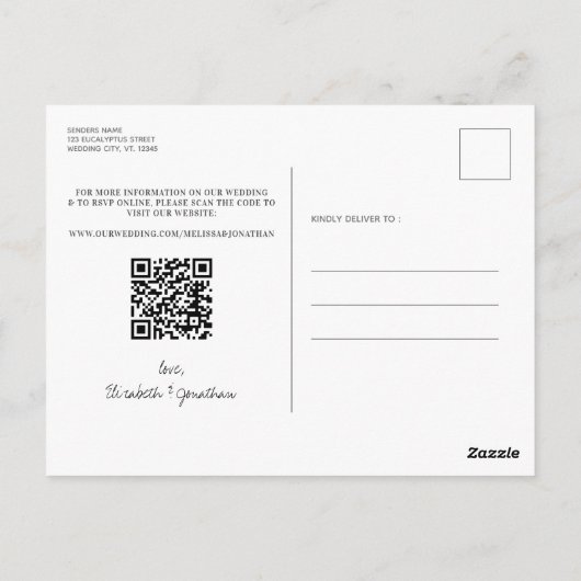 Carte Postale Photo de verdure Code QR Mariage d'ardoise Enregis (Dos)