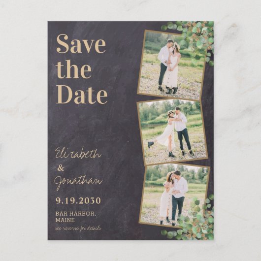 Carte Postale Photo de verdure Code QR Mariage d'ardoise Enregis (Devant)
