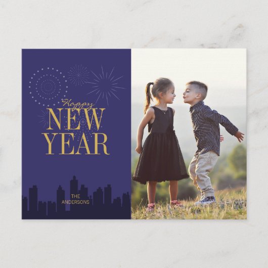 Carte postale photo de vœux pour le Nouvel An avec (Devant)