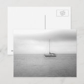 Carte Postale Photo de voilier noir et blanc (Devant / Derrière)