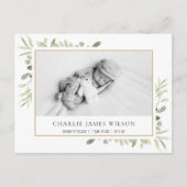 Carte Postale Photo d'enfant à l'aquarelle avec verdure  Naissan (Devant)