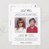 Carte Postale Photo d'enfant Enregistrer la date | Blanc (Devant / Derrière)