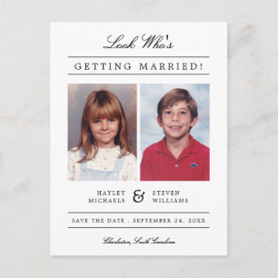 Carte Postale Photo d'enfant Enregistrer la date   Blanc