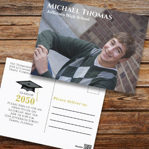 Carte Postale Photo d'études supérieures Moderne Simple Noir et 