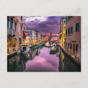 Carte Postale Photo du coucher de soleil sur les canaux de Venis