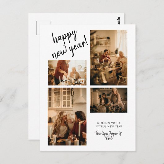 Carte postale photo du Nouvel An moderne (Devant / Derrière)