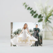 Carte Postale Photo Elegant Calligraphie Mariage Merci (Debout devant)