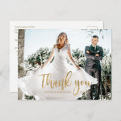 Carte Postale Photo Elegant Calligraphie Mariage Merci (Devant / Derrière)