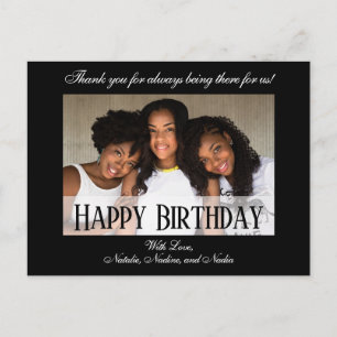 Carte Postale Photo élégant de joyeux anniversaire sur fond noir