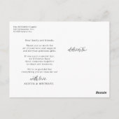 Carte Postale Photo élégante simple noir et blanc merci (Dos)