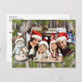 Carte Postale Photo en bois rustique de Noël de cadre de (Devant / Derrière)