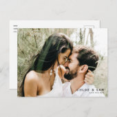 Carte Postale Photo en couple moderne QR Code Enregistrer la dat (Devant / Derrière)