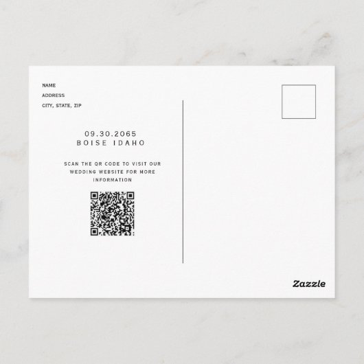 Carte Postale Photo en couple moderne QR Code Enregistrer la dat (Dos)