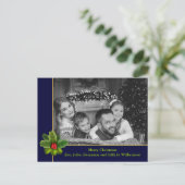 Carte Postale Photo en noir et blanc avec cadre de houx (Debout devant)