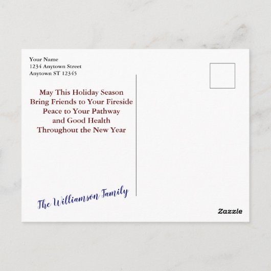 Carte Postale Photo en noir et blanc avec cadre de houx (Dos)