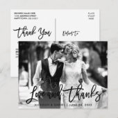 Carte Postale Photo en noir et blanc avec écriture Brush Script  (Devant / Derrière)