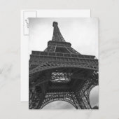 Carte Postale Photo en noir et blanc de la Tour Eiffel (Devant / Derrière)