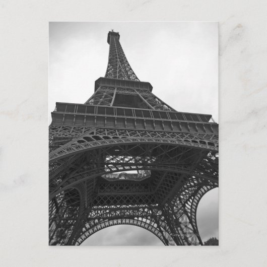 Carte Postale Photo en noir et blanc de la Tour Eiffel (Devant)