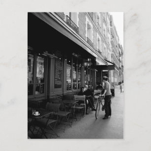 Carte Postale Photo en noir et blanc de Street Café à Paris