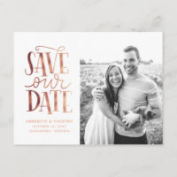 Photo en or Rose manuscrit Enregistrer la date