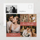 Carte Postale Photo en terre cuite moderne Collage Mariage Merci (Devant / Derrière)