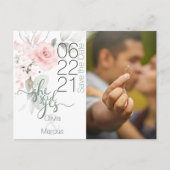 Carte Postale Photo Enregistrer la date Aquarelle rose pâle (Devant)