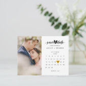 Carte Postale Photo Enregistrer la date Calendrier Gold Love Hea (Debout devant)