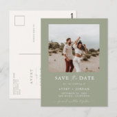 Carte Postale Photo Enregistrer la date, Sage Green Boho Enregis (Devant / Derrière)