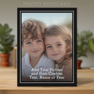 Carte Postale Photo et texte personnalisés avec bordure noire