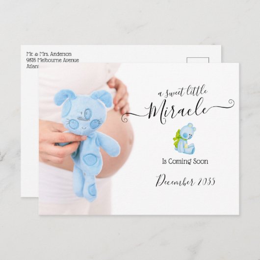 Carte Postale Photo Faire-part de grossesse | Miracle sucré (Devant / Derrière)