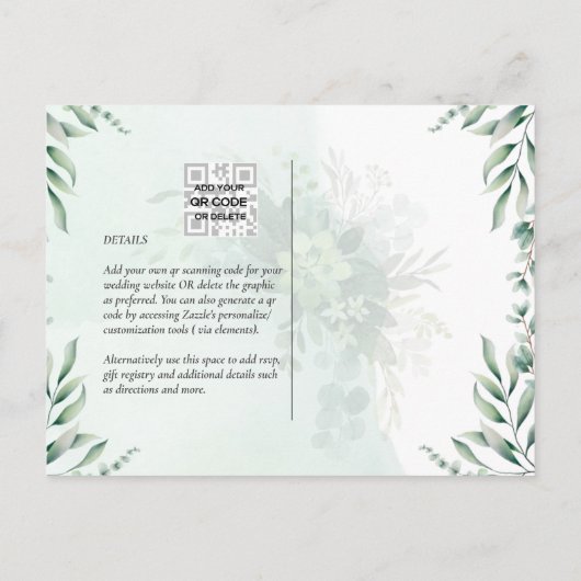 Carte Postale PHOTO Faire-part de mariage QR CODE (Dos)