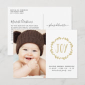 Carte Postale Photo Faire-part de naissance de vacances Gold & W (Devant / Derrière)