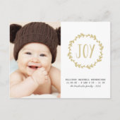 Carte Postale Photo Faire-part de naissance de vacances Gold & W (Devant)