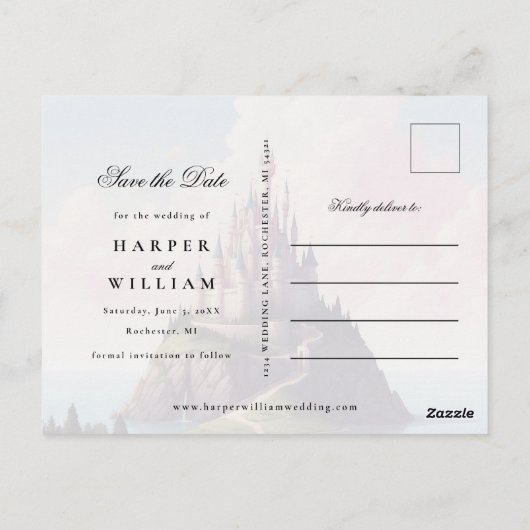 Carte Postale Photo Fairytale enregistrer la date (Dos)