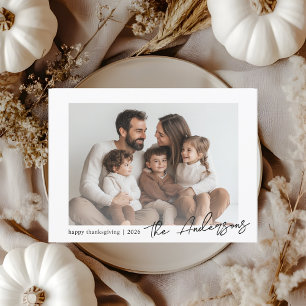 Carte Postale Photo familiale minimaliste Thanksgiving