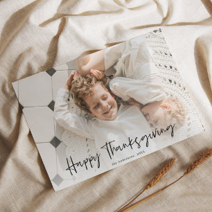 Carte Postale Photo familiale minimaliste Thanksgiving