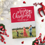 Carte Postale Photo famille Noël Rouge<br><div class="desc">Carte postale rouge Noël</div>