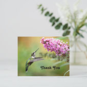 Carte Postale Photo floral colibri de faune Merci (Debout devant)