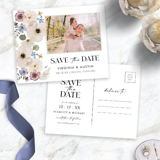 Carte Postale Photo Florale Botanique Moderne Enregistrer La Dat