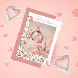 Carte Postale Photo Girl Floral Budget Faire-part de naissance<br><div class="desc">Aquarelle douce fleurs dessinées à la main en roses,  pêches et couleurs neutres avec des vignes d'emballage pour accentuer votre photo bébé préférée. Parfait pour le faire-part de naissance pour votre nouvelle petite fille.</div>