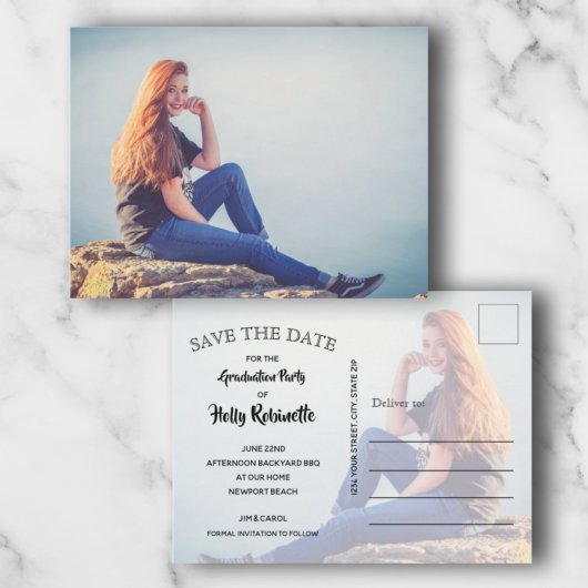 Carte Postale Photo Graduation ENREGISTRER LA DATE