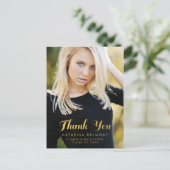 Carte Postale Photo Graduation Merci Faux Gold Foil (Debout devant)