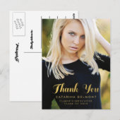 Carte Postale Photo Graduation Merci Faux Gold Foil (Devant / Derrière)