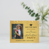 Carte Postale Photo Graduation Party Enregistrer la date Gold (Debout devant)