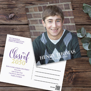 Carte Postale Photo Gradué Moderne Simple Minimaliste Violet