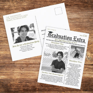 Carte Postale Photo graduée Simple Trendy Newspaper moderne