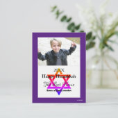 Carte postale photo Hanoukka heureuse en violet - (Debout devant)